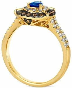 Le Vian Blue Sapphire (1/3 Ct. T.w.) & Diamond (3/4 Ct. T.w.) Teardrop Halo Ring In 14k Gold -rings shop 22575325 fpx