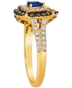 Le Vian Blue Sapphire (1/3 Ct. T.w.) & Diamond (3/4 Ct. T.w.) Teardrop Halo Ring In 14k Gold -rings shop 22575326 fpx