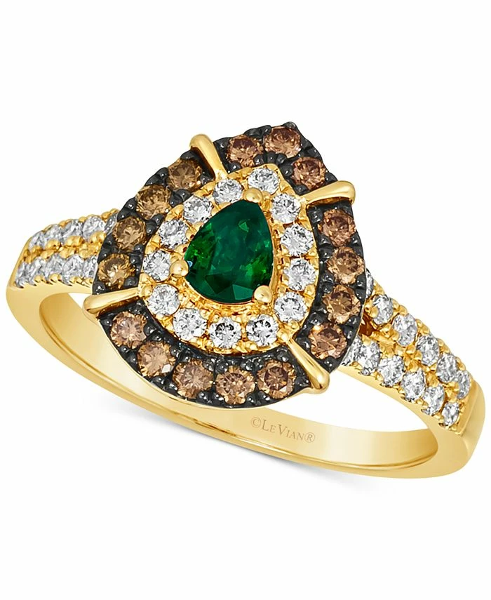 Le Vian Costa Smeralda Emeralds (1/5 Ct. T.w.) & Diamond (3/4 Ct. T.w.) Teardrop Halo Ring In 14k Gold 1 Le Vian Costa Smeralda Emeralds (1/5 Ct. T.w.) & Diamond (3/4 Ct. T.w.) Teardrop Halo Ring In 14k Gold
