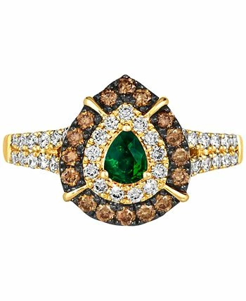 Le Vian Costa Smeralda Emeralds (1/5 Ct. T.w.) & Diamond (3/4 Ct. T.w.) Teardrop Halo Ring In 14k Gold 2 Le Vian Costa Smeralda Emeralds (1/5 Ct. T.w.) & Diamond (3/4 Ct. T.w.) Teardrop Halo Ring In 14k Gold - Image 2