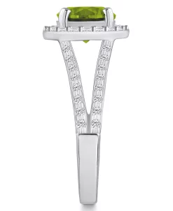 Macy's Peridot (2 Ct. T.w.) And Diamond (1/2 Ct. T.w.) Halo Ring In 14K White Gold -rings shop 22625802 fpx