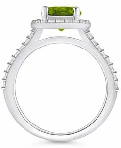 Macy's Peridot (2 Ct. T.w.) And Diamond (1/2 Ct. T.w.) Halo Ring In 14K White Gold -rings shop 22625804 fpx