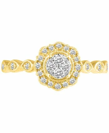 Macy's Diamond Halo Cluster Milgrain Bead Bridal Set (3/8 Ct. T.w.) In 14k Gold 3 Macy's Diamond Halo Cluster Milgrain Bead Bridal Set (3/8 Ct. T.w.) In 14k Gold - Image 3