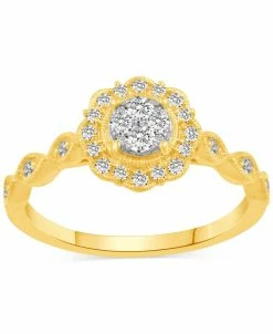 Macy's Diamond Halo Cluster Milgrain Bead Bridal Set (3/8 Ct. T.w.) In 14k Gold 10 Macy's Diamond Halo Cluster Milgrain Bead Bridal Set (3/8 Ct. T.w.) In 14k Gold -rings shop 22630468 fpx