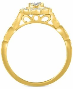 Macy's Diamond Halo Cluster Milgrain Bead Bridal Set (3/8 Ct. T.w.) In 14k Gold 11 Macy's Diamond Halo Cluster Milgrain Bead Bridal Set (3/8 Ct. T.w.) In 14k Gold -rings shop 22630469 fpx
