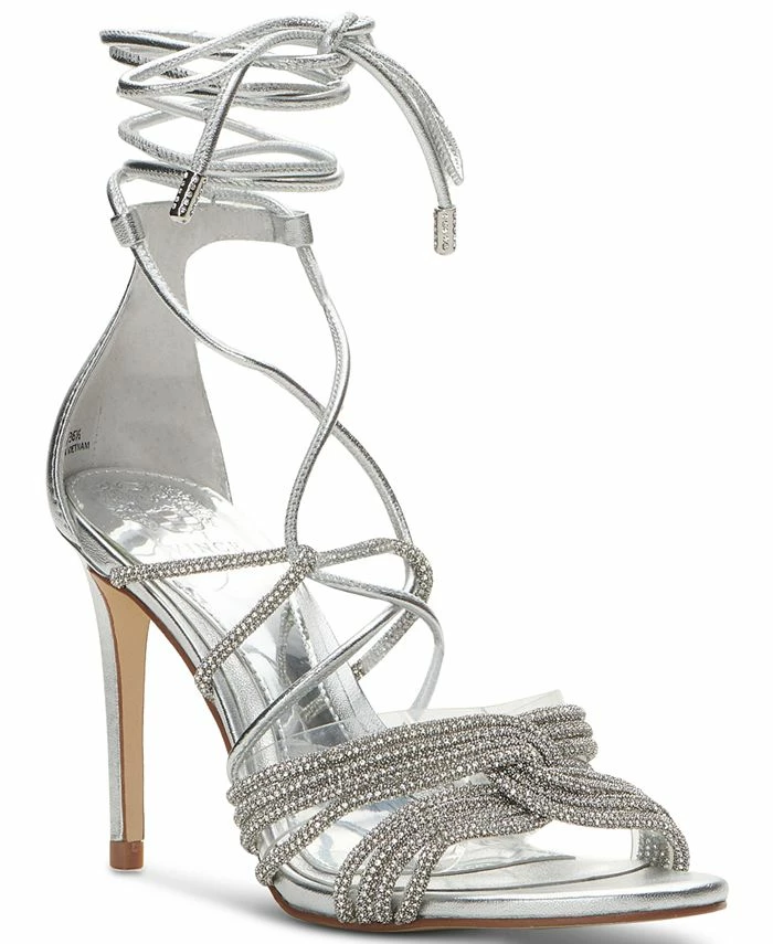 Vince Camuto Women's Aimery Strappy Rhinestone Tie-Up Stiletto Sandals 1 Vince Camuto Women's Aimery Strappy Rhinestone Tie-Up Stiletto Sandals