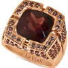 Le Vian Pomegranate Garnet (9 Ct. T.w.) & Chocolate Diamond (3/4 Ct. T.w.) Square Statement Ring In 14k Rose Gold