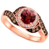 Le Vian Raspberry Rhodolite (1 Ct. T.w.) & Diamond (1/3 Ct. T.w.) Halo Swirl Ring In 14k Rose Gold