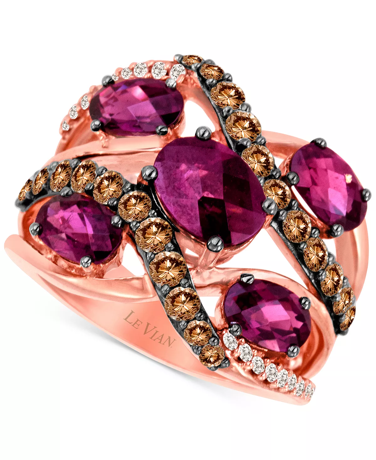 Le Vian Raspberry Rhodolite (3-5/8 Ct. T.w.) & Diamond (1 Ct. T.w.) Openwork Ring In 14k Rose Gold 1 Le Vian Raspberry Rhodolite (3-5/8 Ct. T.w.) & Diamond (1 Ct. T.w.) Openwork Ring In 14k Rose Gold