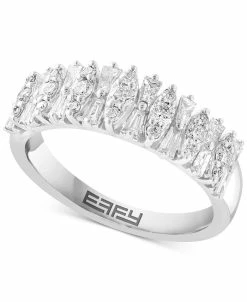 EFFY Collection ® Diamond Baguette & Round Horizontal Cluster Ring (3/4 Ct. T.w.) In 14k White Gold