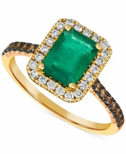 Le Vian New Emerald (1-1/5 Ct. T.w.) & Diamond (3/8 Ct. T.w.) Halo Ring In 14k Gold