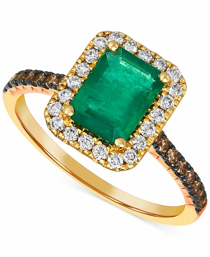 Le Vian New Emerald (1-1/5 Ct. T.w.) & Diamond (3/8 Ct. T.w.) Halo Ring In 14k Gold 1 Le Vian New Emerald (1-1/5 Ct. T.w.) & Diamond (3/8 Ct. T.w.) Halo Ring In 14k Gold