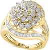 EFFY Collection ® Diamond Round & Baguette Cluster Swirl Ring (7/8 Ct. T.w.) In 14k Gold