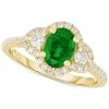 Macy's Emerald (3/4 Ct. T.w.) & Diamond (3/8 Ct. T.w.) Halo Ring In 14k Gold