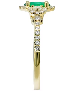 Macy's Emerald (3/4 Ct. T.w.) & Diamond (3/8 Ct. T.w.) Halo Ring In 14k Gold -rings shop 22792506 fpx