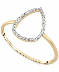 Wrapped Diamond Open Teardrop Ring (1/20 Ct. T.w.) In 10k Gold, Created For Macy's