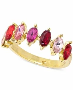 Charter Club Gold-Tone Multicolor Oval Crystal Stack Ring, Created For Macy's
