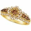 Le Vian Chocolatier® Chocolate Diamond (1/3 Ct. T.w.) & Vanilla Diamond (1/3 Ct. T.w.) Halo Ring In 14k Gold