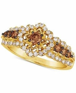 Le Vian ChocolatierĀ® Chocolate Diamond (1/3 Ct. T.w.) & Vanilla Diamond (1/3 Ct. T.w.) Halo Ring In 14k Gold