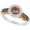 Le Vian Chocolatier® Chocolate Diamond (3/4 Ct. T.w.) & Vanilla Diamond (1/4 Ct. T.w.) Halo Ring In 14k Two-Tone Gold