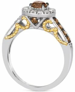 Le Vian Chocolatier® Chocolate Diamond (3/4 Ct. T.w.) & Vanilla Diamond (1/4 Ct. T.w.) Halo Ring In 14k Two-Tone Gold -rings shop 23058432 fpx