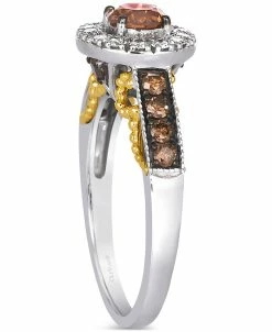 Le Vian Chocolatier® Chocolate Diamond (3/4 Ct. T.w.) & Vanilla Diamond (1/4 Ct. T.w.) Halo Ring In 14k Two-Tone Gold -rings shop 23058433 fpx