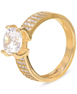Giani Bernini Cubic Zirconia Solitaire Pavé Ring In Gold-Plated Sterling Silver, Created For Macy's -rings shop 23089169 fpx