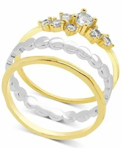 And Now This -Tone 3-Pc. Set Cubic Zirconia & Textured Stack Rings