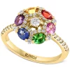 EFFY Collection ® Multi-Sapphire (1-3/8 Ct. T.w.) & Diamond (3/8 Ct. T.w.) Cluster Ring In 14k Gold