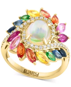 EFFY Collection ® Multi-Gemstone (4 Ct. T.w.) & Diamond (1/5 Ct. T.w.) Halo Swirl Ring In 14k Gold