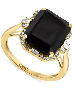 EFFY Collection ® Onyx & Diamond (1/5 Ct. T.w.) Halo Ring In 14k Gold