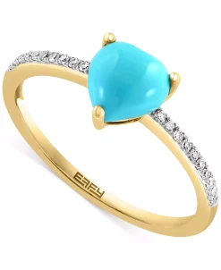 EFFY Collection ® Turquoise & Diamond (1/10 Ct. T.w.) Heart Ring In 14k Gold