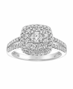 Macy's Diamond Double Halo Engagement Ring (3/4 Ct. T.w.) In 14k White Gold
