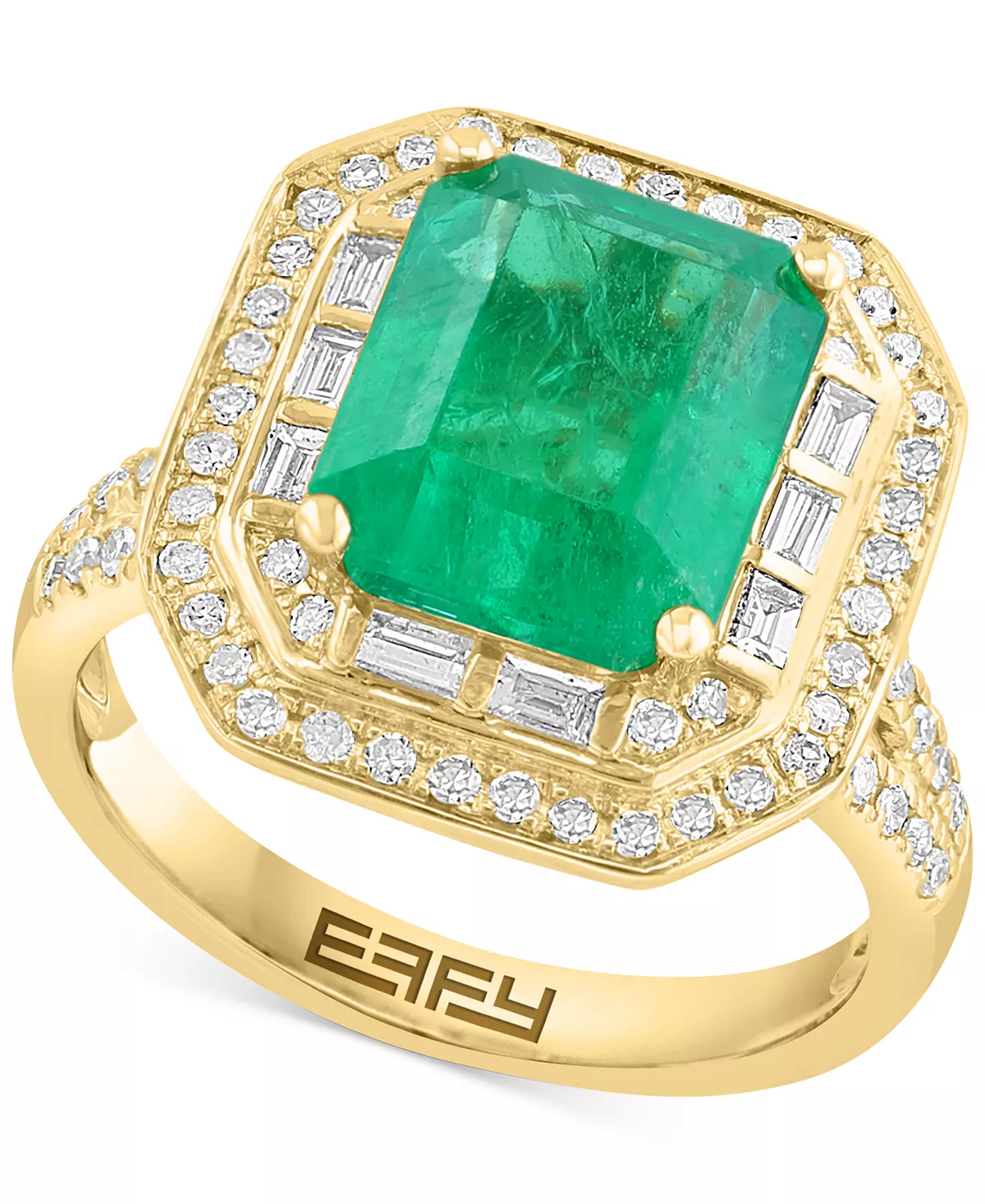 EFFY Collection ® Emerald (4-1/4 Ct. T.w.) & Diamond (5/8 Ct. T.w.) Ring In 14k Yellow Gold 1 EFFY Collection ® Emerald (4-1/4 Ct. T.w.) & Diamond (5/8 Ct. T.w.) Ring In 14k Yellow Gold