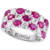EFFY Collection ® Ruby (3-3/8 Ct. T.w.) & White Sapphire (2-1/5 Ct. T.w.) Checkerboard Statement Ring In 14k White Gold