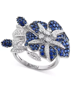EFFY Collection ® Sapphire (1-7/8 Ct. T.w.) & Diamond (3/8 Ct. T.w.) Flower Ring In 14k White Gold