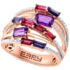 EFFY Collection ® Multi-Gemstone (1-3/4 Ct. T.w.) & Diamond (1/4 Ct. T.w.) Multirow Crossover Ring In 14k Rose Gold