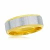 Blackjack Mens Stainless Steel Two-tone Satin Band Ring