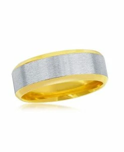 Blackjack Mens Stainless Steel Two-tone Satin Band Ring