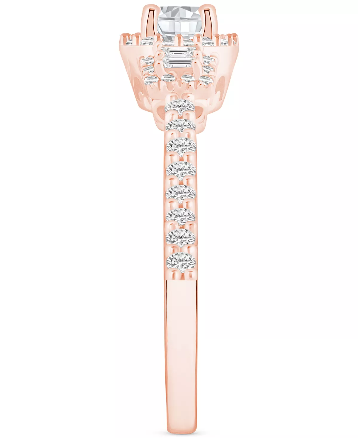 Macy's Diamond Baguette-Framed Halo Engagement Ring (3/4 Ct. T.w.) In 14k White, Yellow Or Rose Gold 5 Macy's Diamond Baguette-Framed Halo Engagement Ring (3/4 Ct. T.w.) In 14k White, Yellow Or Rose Gold - Image 5