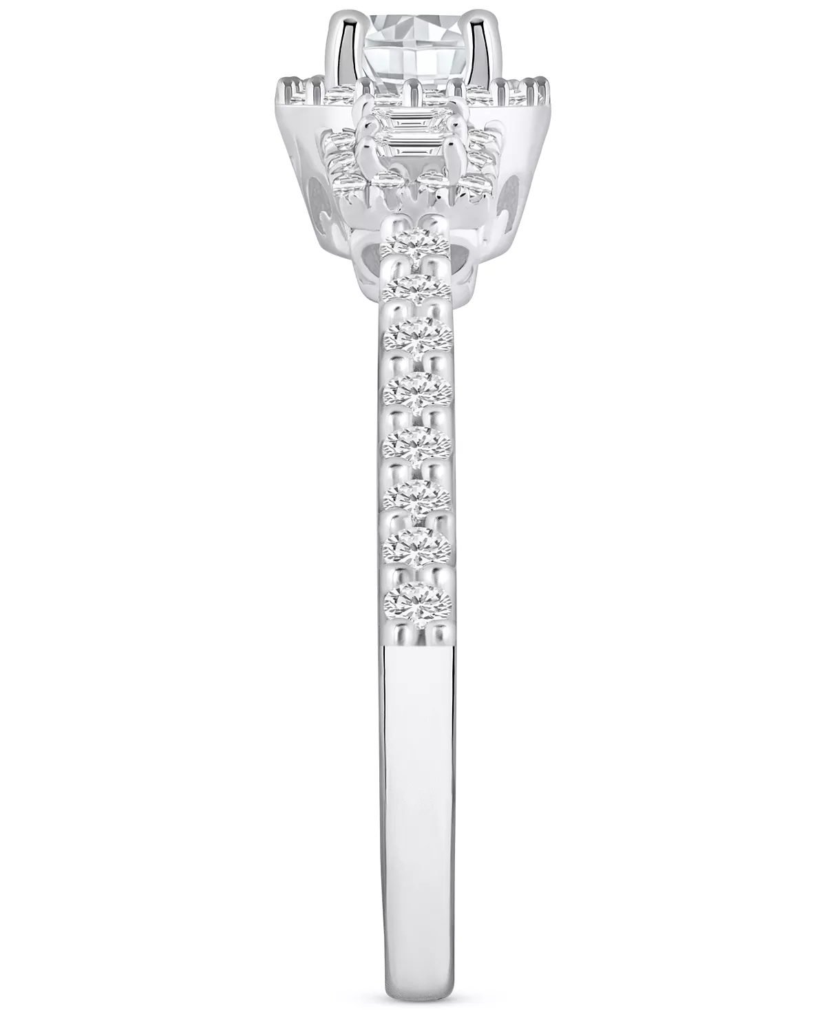 Macy's Diamond Baguette-Framed Halo Engagement Ring (3/4 Ct. T.w.) In 14k White, Yellow Or Rose Gold 4 Macy's Diamond Baguette-Framed Halo Engagement Ring (3/4 Ct. T.w.) In 14k White, Yellow Or Rose Gold - Image 4