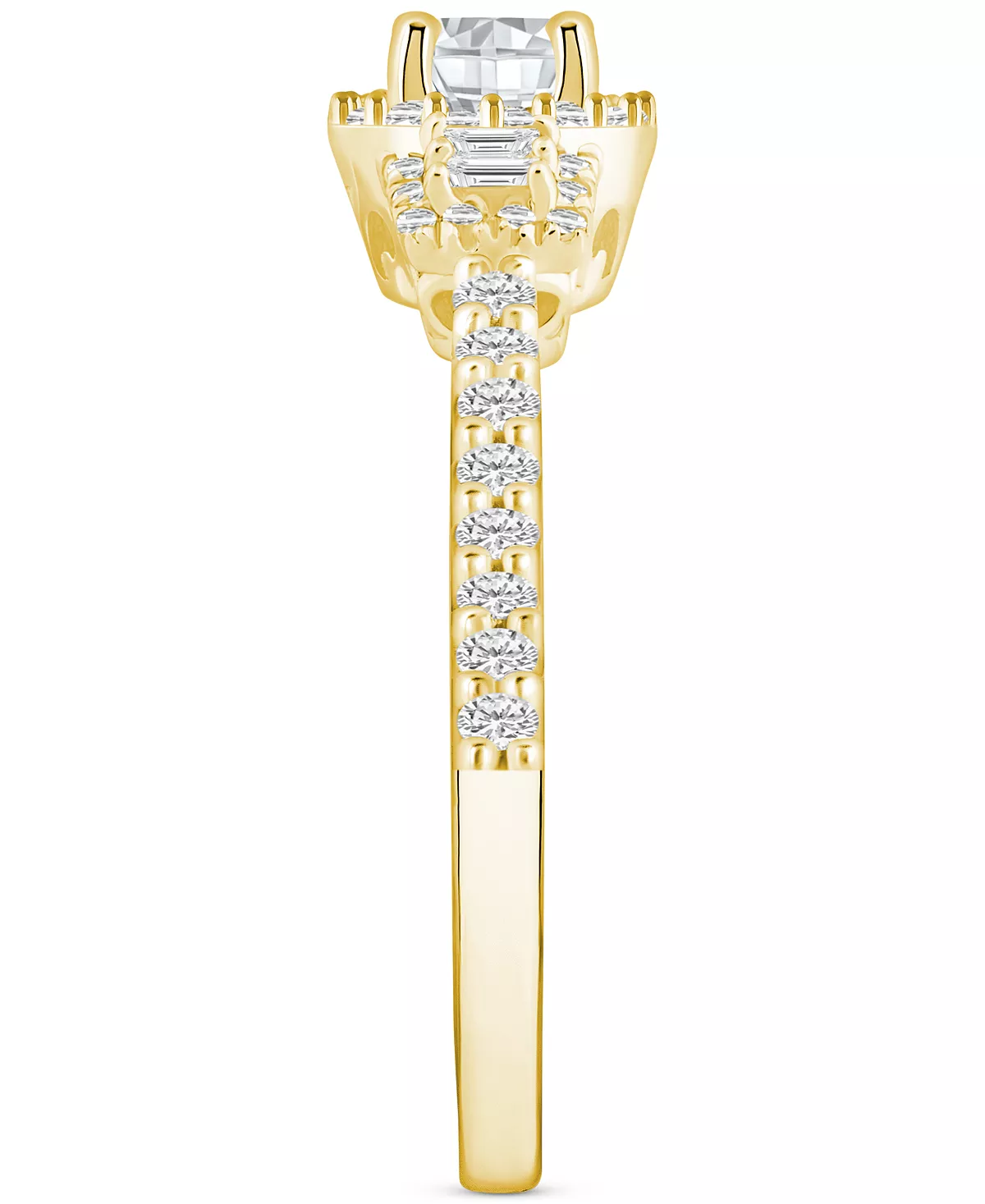 Macy's Diamond Baguette-Framed Halo Engagement Ring (3/4 Ct. T.w.) In 14k White, Yellow Or Rose Gold 7 Macy's Diamond Baguette-Framed Halo Engagement Ring (3/4 Ct. T.w.) In 14k White, Yellow Or Rose Gold - Image 7