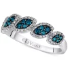 Le Vian Exotics® Blueberry Diamond (1/3 Ct. T.w.) & Vanilla Diamond (1/4 Ct. T.w.) Navette Halo Cluster Ring In 18k White Gold