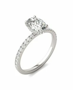 Charles & Colvard Moissanite Oval Hidden Halo Ring (1-3/4 Ct. T.w. Diamond Equivalent) In 14K White Gold