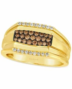 Le Vian Men's Chocolate Diamond (3/8 Ct. T.w.) & Nude Diamond (1/6 Ct. T.w.) Cluster Ring In 14k Gold
