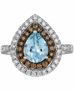 Le Vian Sea Blue Aquamarine (1 Ct. T.w.) & Diamond (7/8 Ct. T.w.) Teardrop Halo Ring In 14k White Gold -rings shop 23487561 fpx