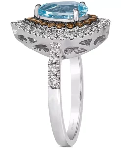 Le Vian Sea Blue Aquamarine (1 Ct. T.w.) & Diamond (7/8 Ct. T.w.) Teardrop Halo Ring In 14k White Gold -rings shop 23487563 fpx