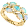 EFFY Collection ® Opal (1-1/3 Ct. T.w.) & Diamond (1/20 Ct. T.w.) Three Row Ring In 14k Gold