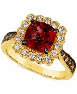 Le Vian Pomegranate Garnet (2-3/4 Ct. T.w.) & Diamond (1/2 Ct. T.w.) Halo Ring In 14k Gold