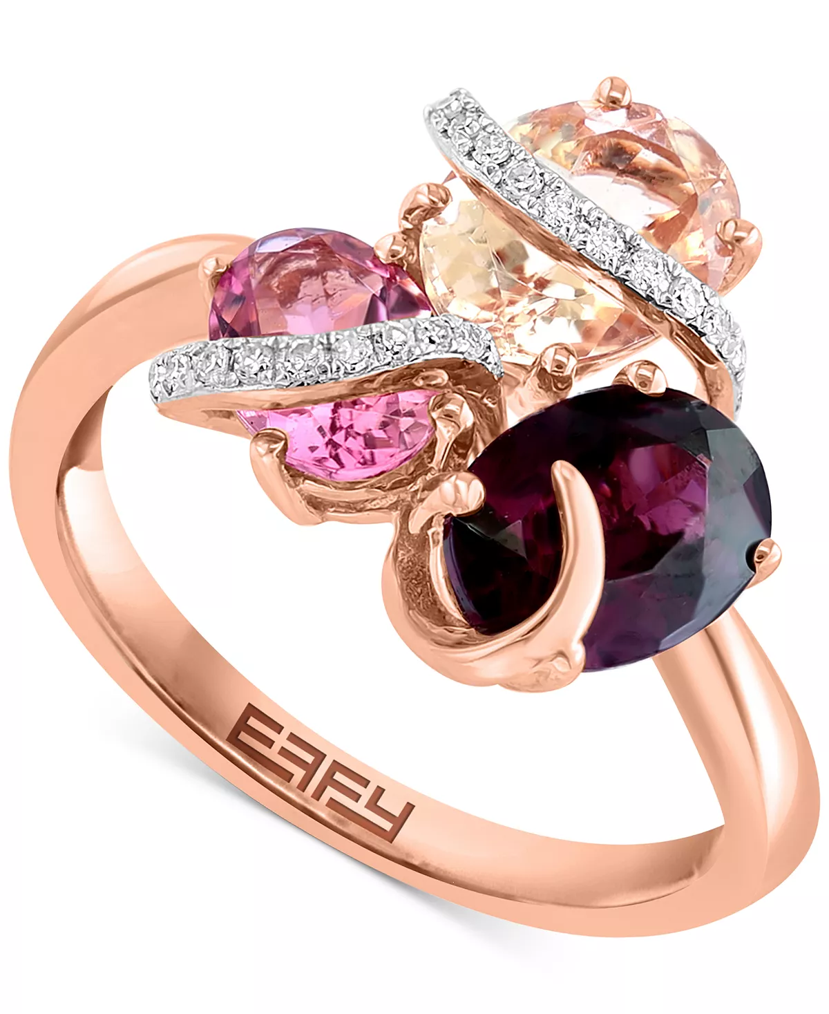 EFFY Collection ® Multi-Gemstone (3-1/6 Ct. T.w.) & Diamond (1/10 Ct. T.w.) Ring In 14k Rose Gold 1 EFFY Collection ® Multi-Gemstone (3-1/6 Ct. T.w.) & Diamond (1/10 Ct. T.w.) Ring In 14k Rose Gold